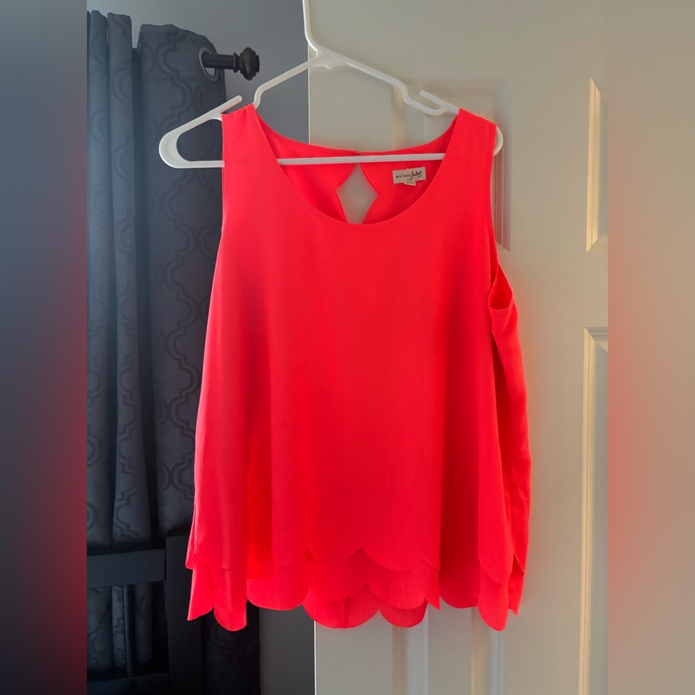 Maison Jules Coral Scalloped Tank Top